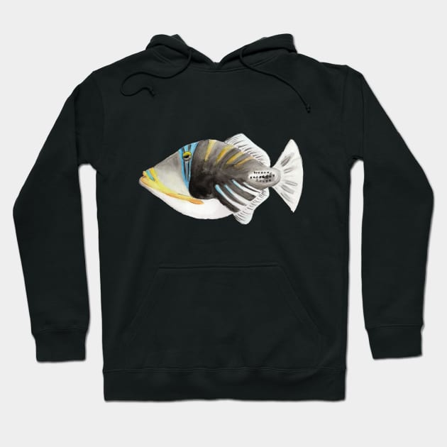 Saltwater Reef Picasso Triggerfish in Watercolor Hoodie by narwhalwall